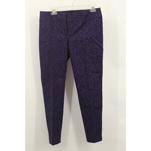 Ann Taylor Loft Women's Paisley Ankle Pants Skinny Leg Mid Rise Size 6 Purple